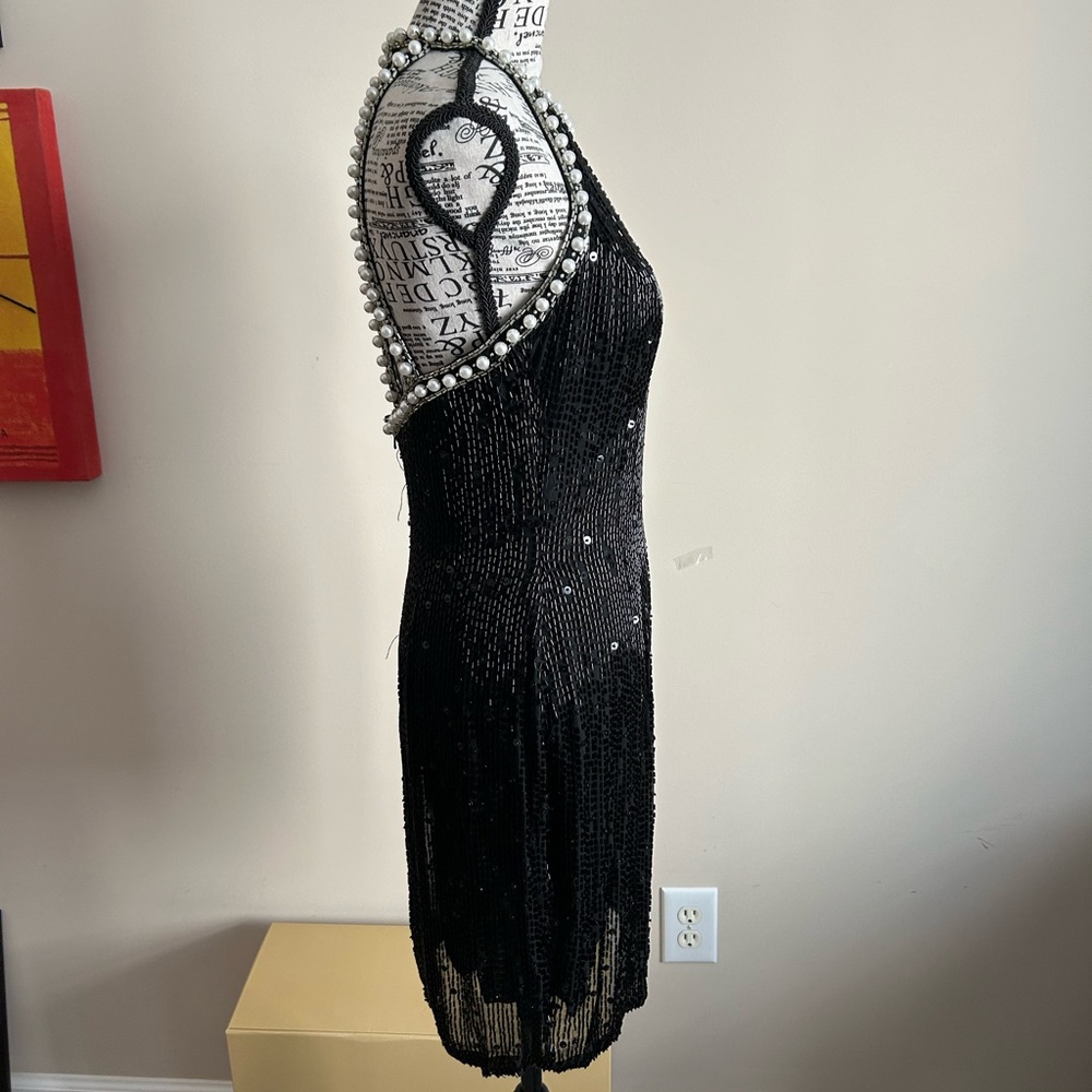 Lillie Rubin Vintage Black Beaded Mini Dress - Picture 3 of 10